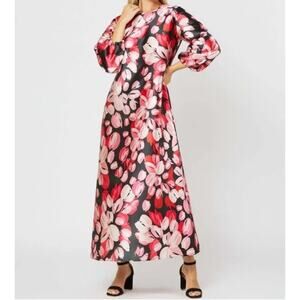 Ann Mashburn  M Paige Pink Watercolor Floral Maxi Dress